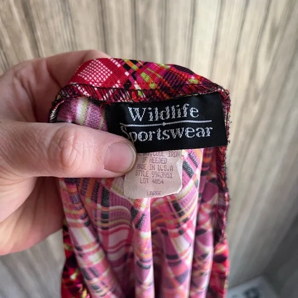 y2k Red Green Pink Plaid A-Line Mod Midi Skirt - Picture 3 of 4